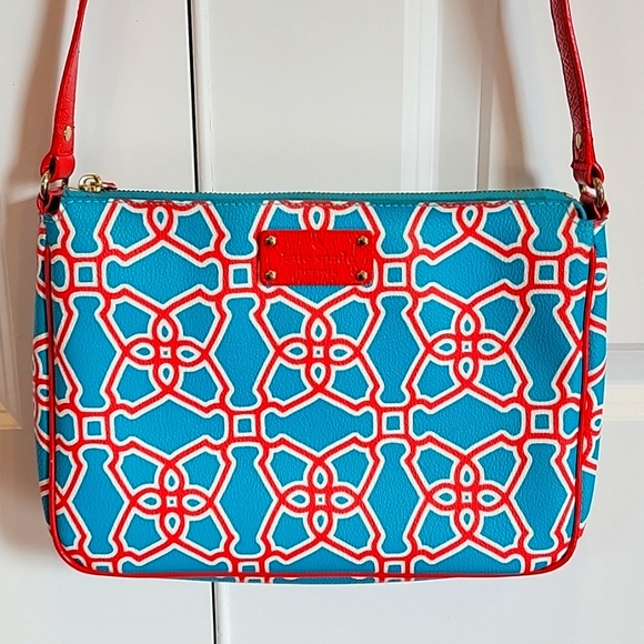 kate spade Handbags - KATE SPADE Aqua & Red Crossbody